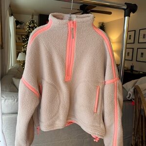 Free People Fleece Pullover with Neon Accents